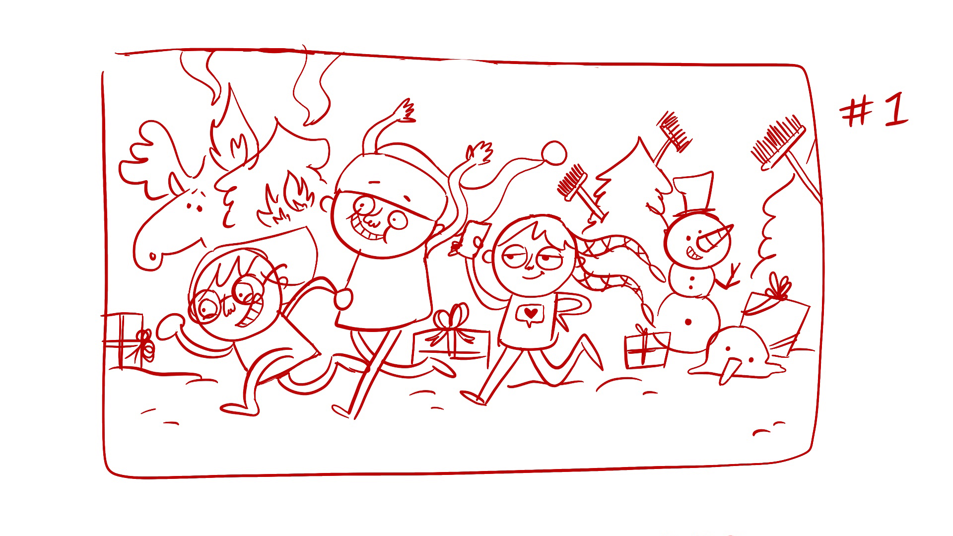 Skitse af illustration til Den Store Nordiske Julechallenge